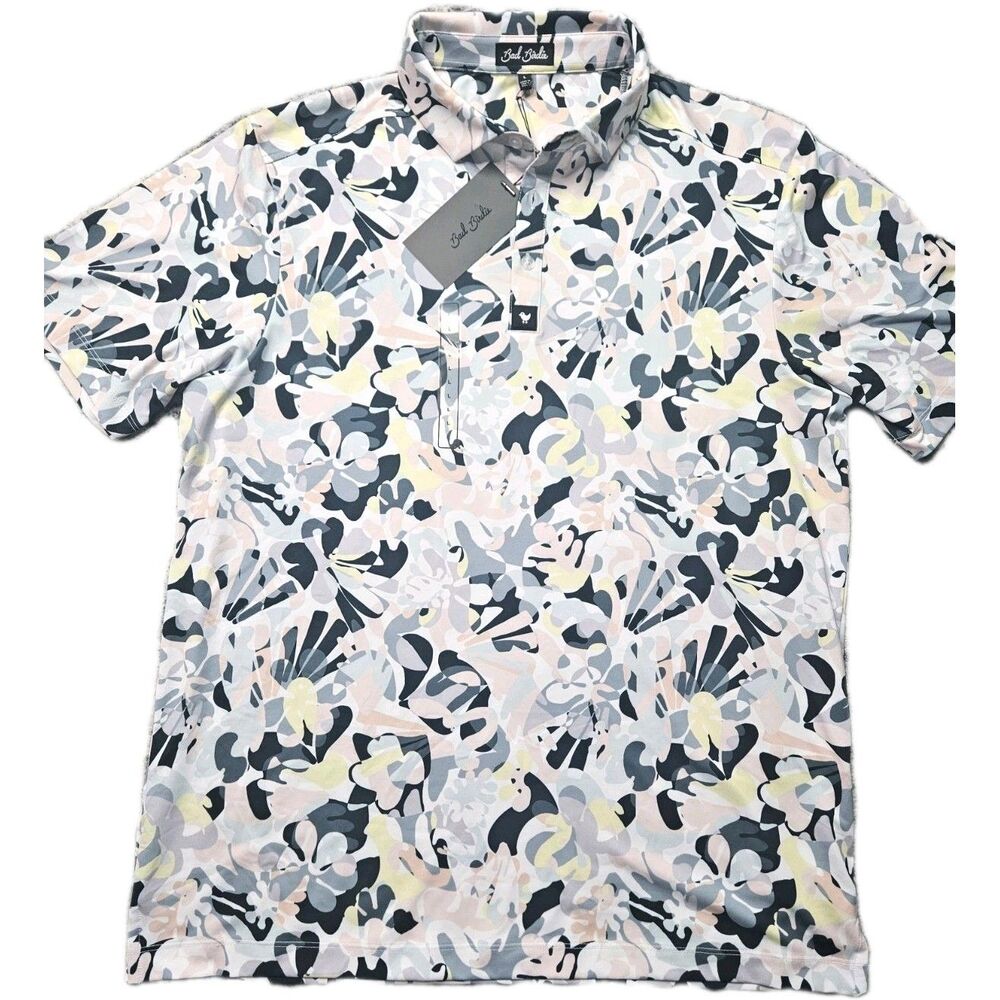 NWT Bad Birdie Golf Polo Size Medium Savannah Swing Golfer Shirt AOP